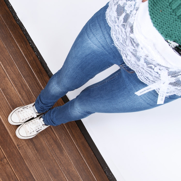 Spring fashion jeans female skinny pants wearing white slim pencil pants m da mid waist LJ
