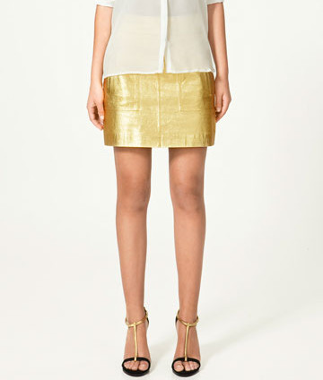 Spring fashion metal color high waist PU short skirt leather skirt bling party