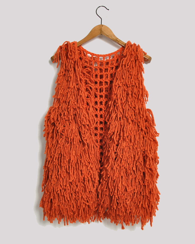 Spring fashion women's mesh knitted yarn tassel cutout knitted sweater vest vest