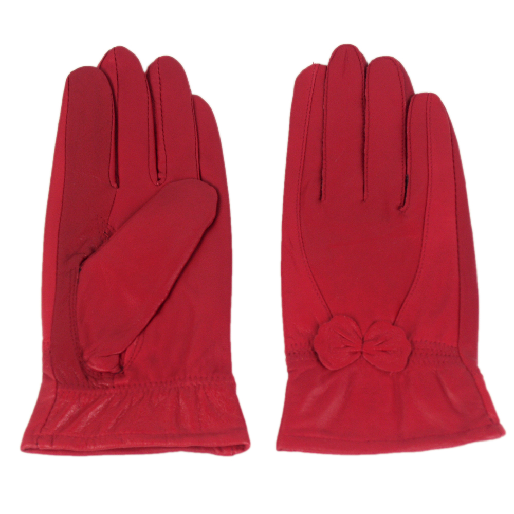 Spring fashion women's thin genuine leather sheepskin bow women's finger gloves