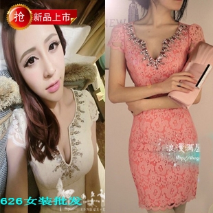 Spring fashion women's tight slim hip sexy lace one-piece dress slim dress