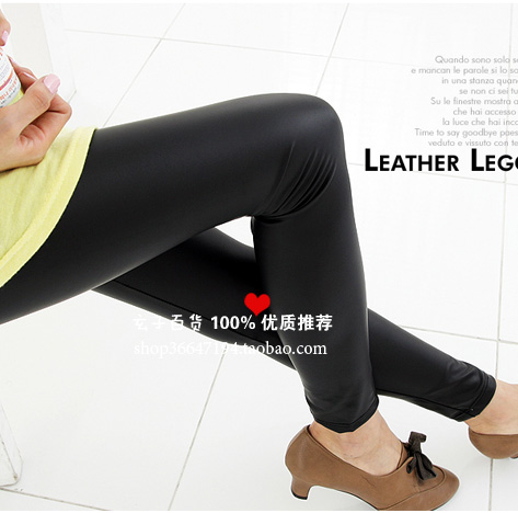Spring faux leather legging multicolour high waist tight fitting faux leather pants female trousers black