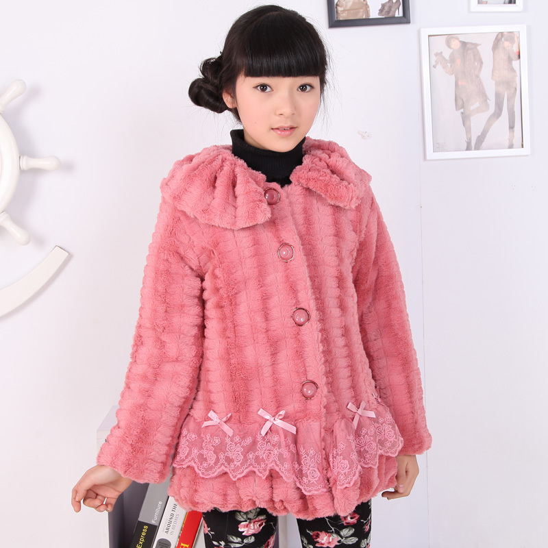 Spring female child gentlewomen cotton-padded explaines thermal outerwear 7 - 8-9-10 - 11 - 12