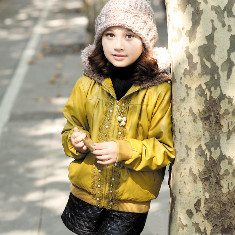 Spring female child hooded top thickening outerwear casual wear tsc1162