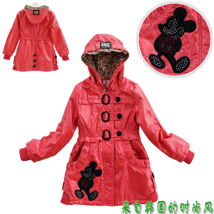 Spring female child trench MICKEY pattern big girls clothing spring and autumn outerwear 818