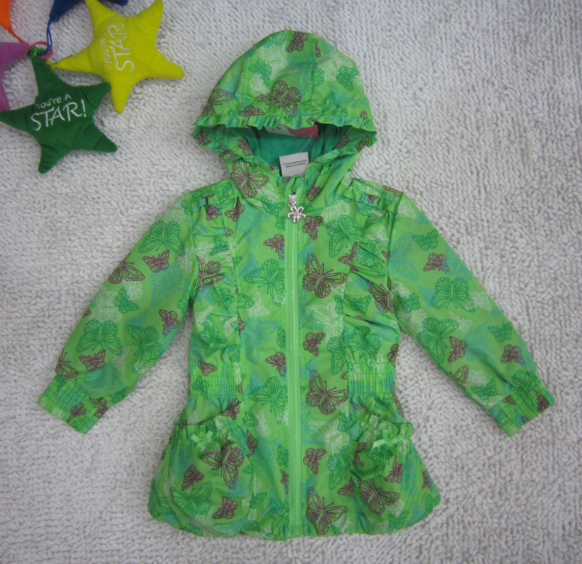 Spring female child waterproof trench mouse medium-long butterfly jacket outerwear