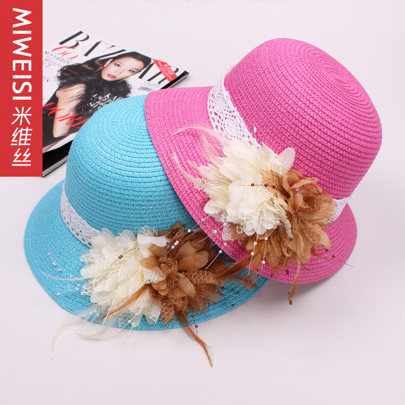 Spring flower 2013 women's strawhat fashion cap summer sunscreen sun-shading hat 2