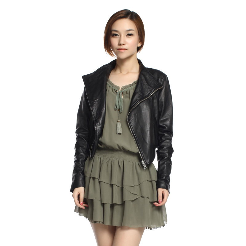 Spring free shipping EMS/DHL fashion autumn xg zipper short design leather clothing fd76016a490