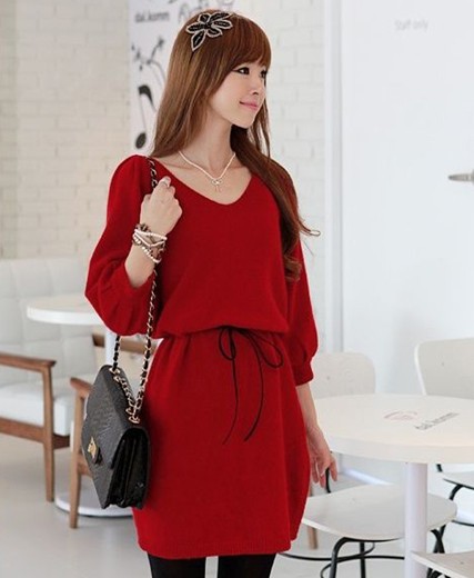 spring Imported korea velour high quality women dress fashion style V neck with belt brand new with tags free delivery