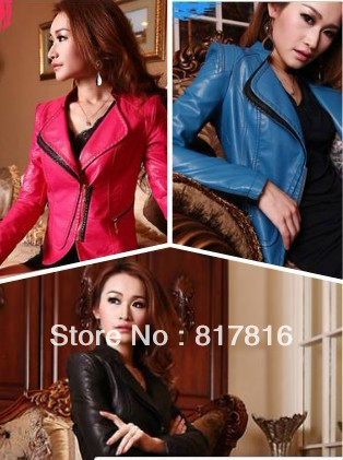 Spring leather clothing PU clothing women's jacket  zipper fashionshort design  ladies' leather coat