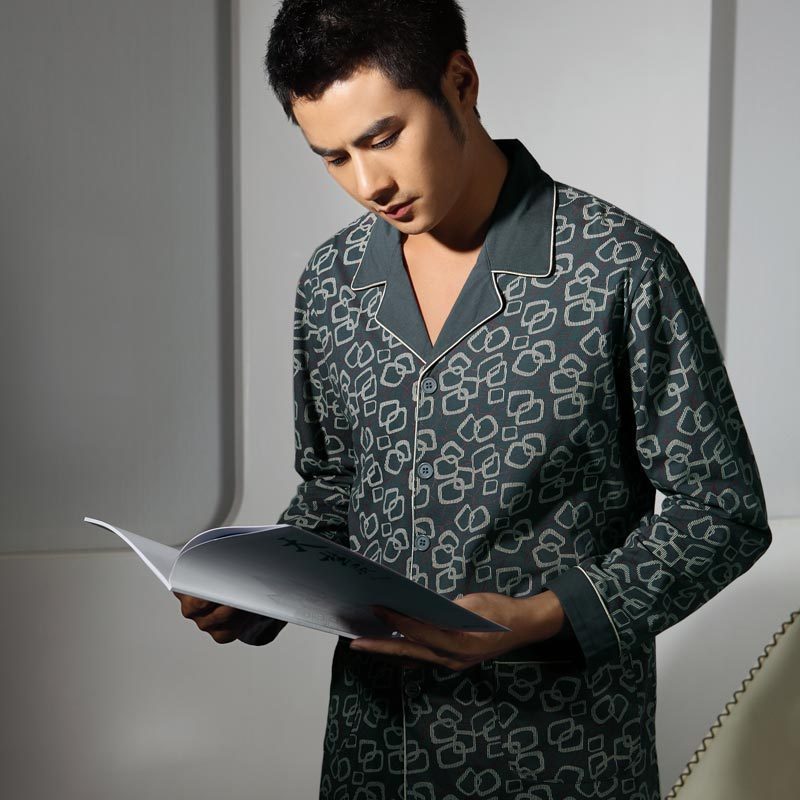 Spring long-sleeve lounge male sleepwear spring male sleepwear 100% cotton 100% cotton set at home service