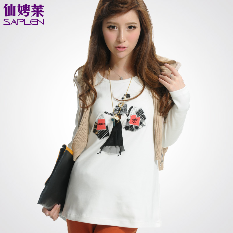 Spring maternity clothing fashion long-sleeve round neck T-shirt 110753