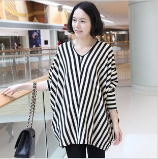 Spring maternity clothing loose stripe fashion maternity t-shirt batwing shirt spring and autumn maternity top