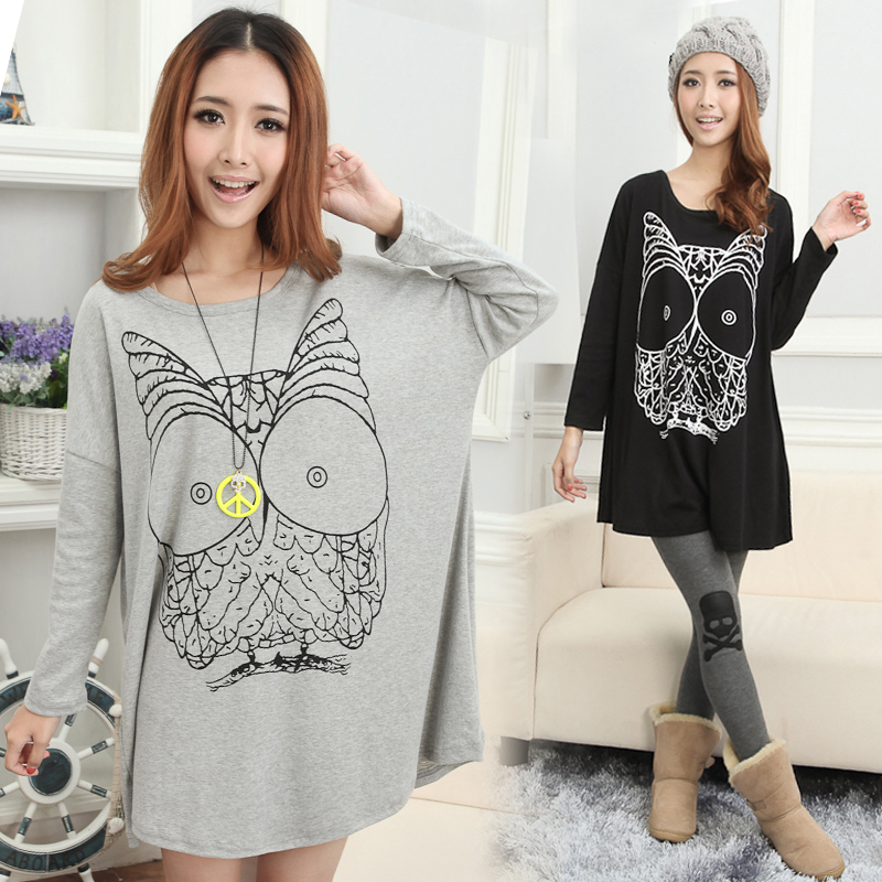 Spring maternity clothing maternity long-sleeve t-shirt large o-neck dress maternity top off 20%