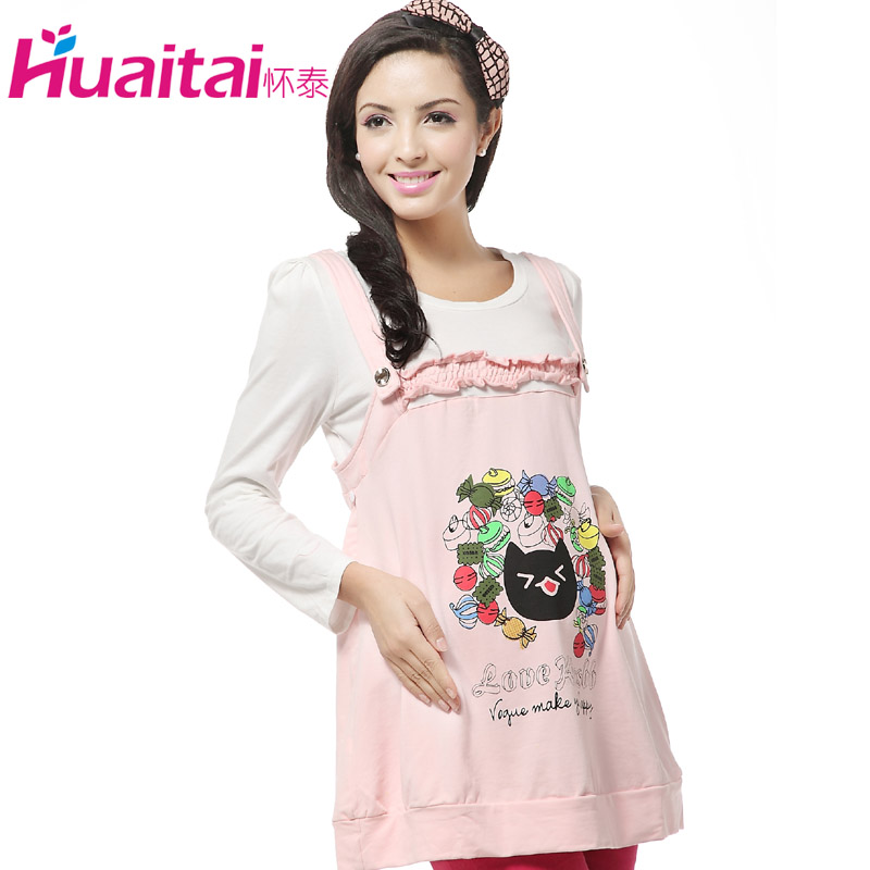 Spring maternity clothing maternity spring maternity top fashion faux two piece top