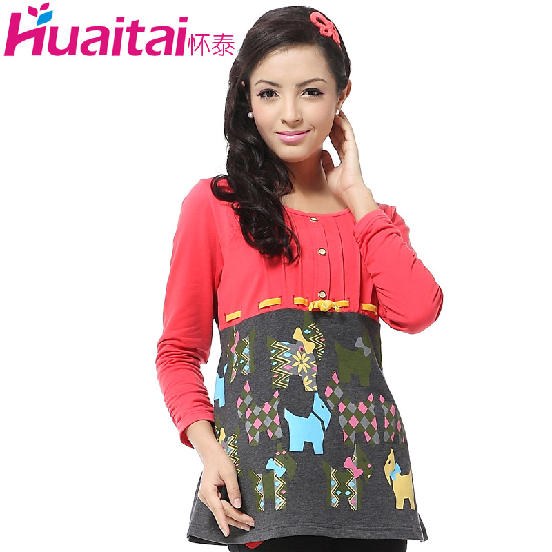Spring maternity clothing maternity t-shirt maternity top maternity print long-sleeve fashion
