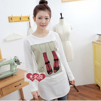 Spring maternity clothing maternity top fashion small shoes maternity t-shirt maternity basic o-neck shirt