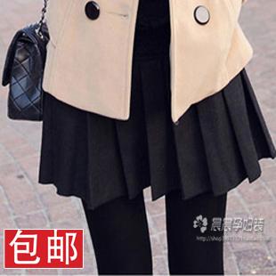 Spring maternity dress bust skirt short skirt woolen skirt pleated skirt maternity clothing !