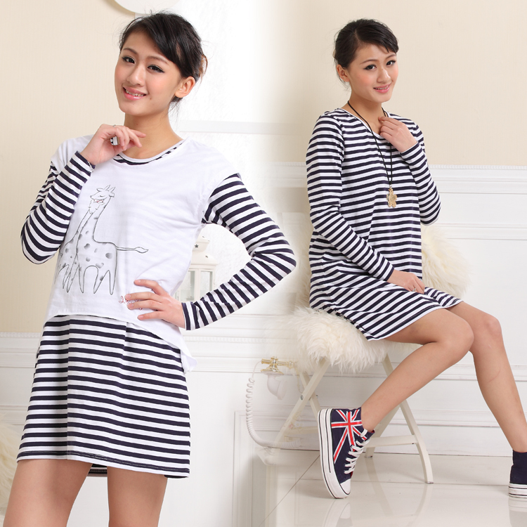 Spring maternity fashion maternity dress stripe 2 piece set maternity dress one-piece dress freeshipping