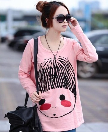 Spring maternity plus size clothing doll loose o-neck long-sleeve T-shirt maternity top