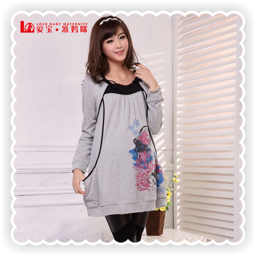 Spring maternity top sweatshirt maternity plus size fashion loose long-sleeve T-shirt maternity top 11429