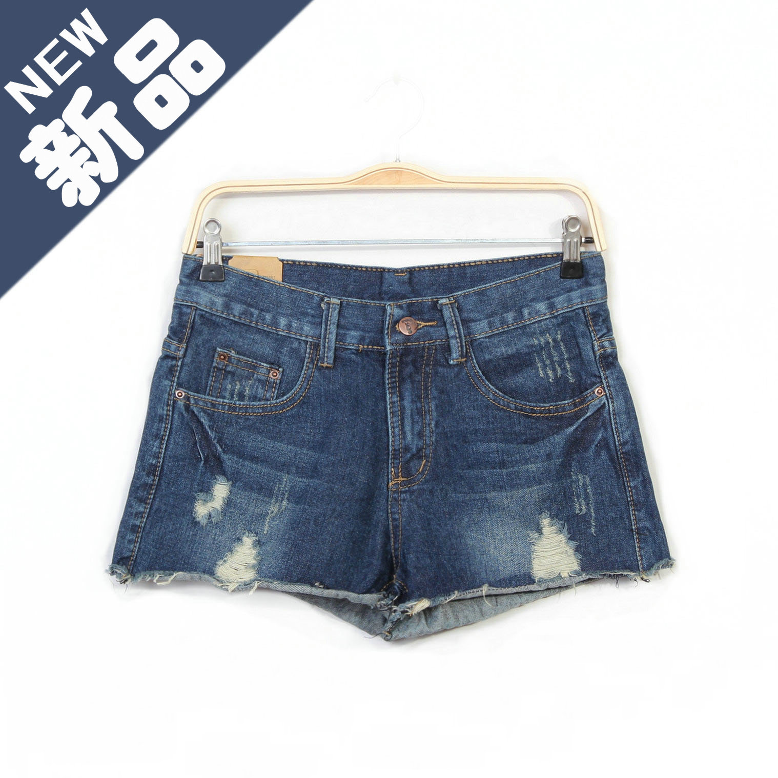 Spring mm plus size available denim shorts female loose hole single-shorts flash shorts boot cut jeans