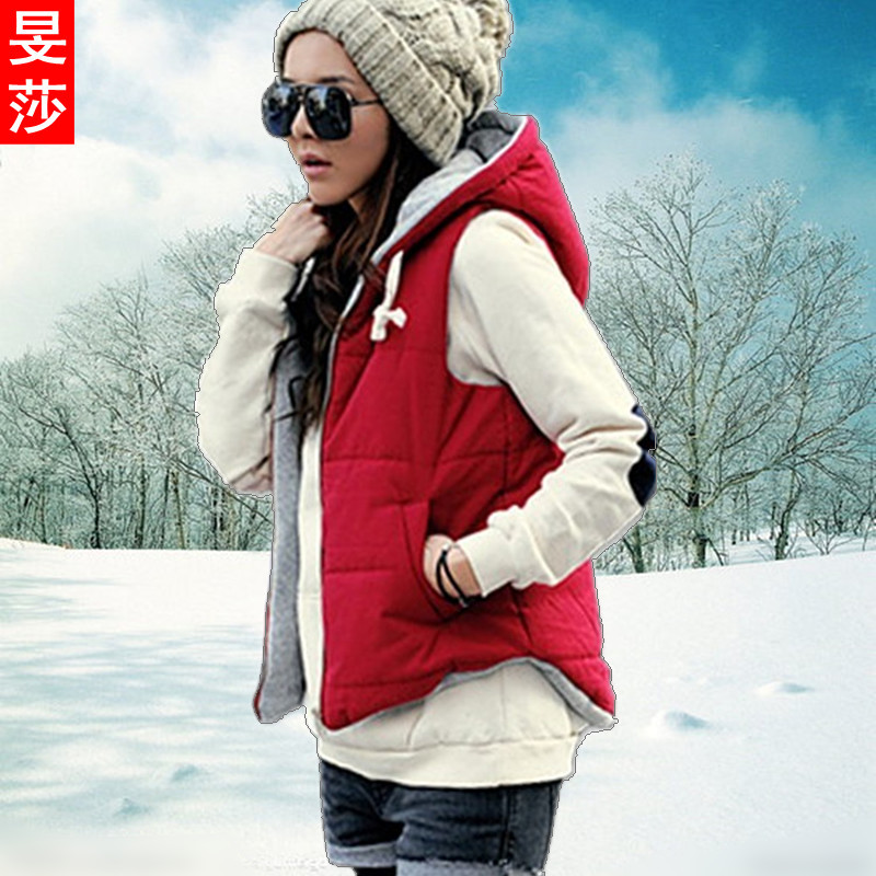 Spring new arrival 2013 women's with a hood cotton-padded vest thickening casual vest female