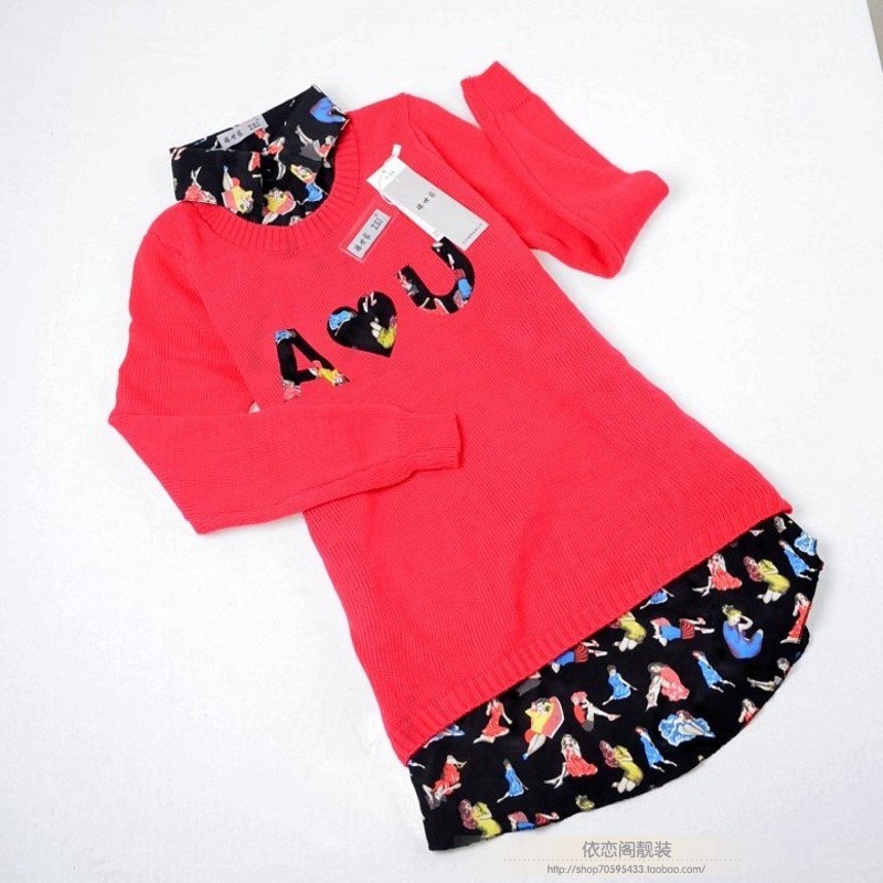 Spring new arrival chiffon shirt collar 2013 women's vintage loose pullover sweater twinset female (WC005)