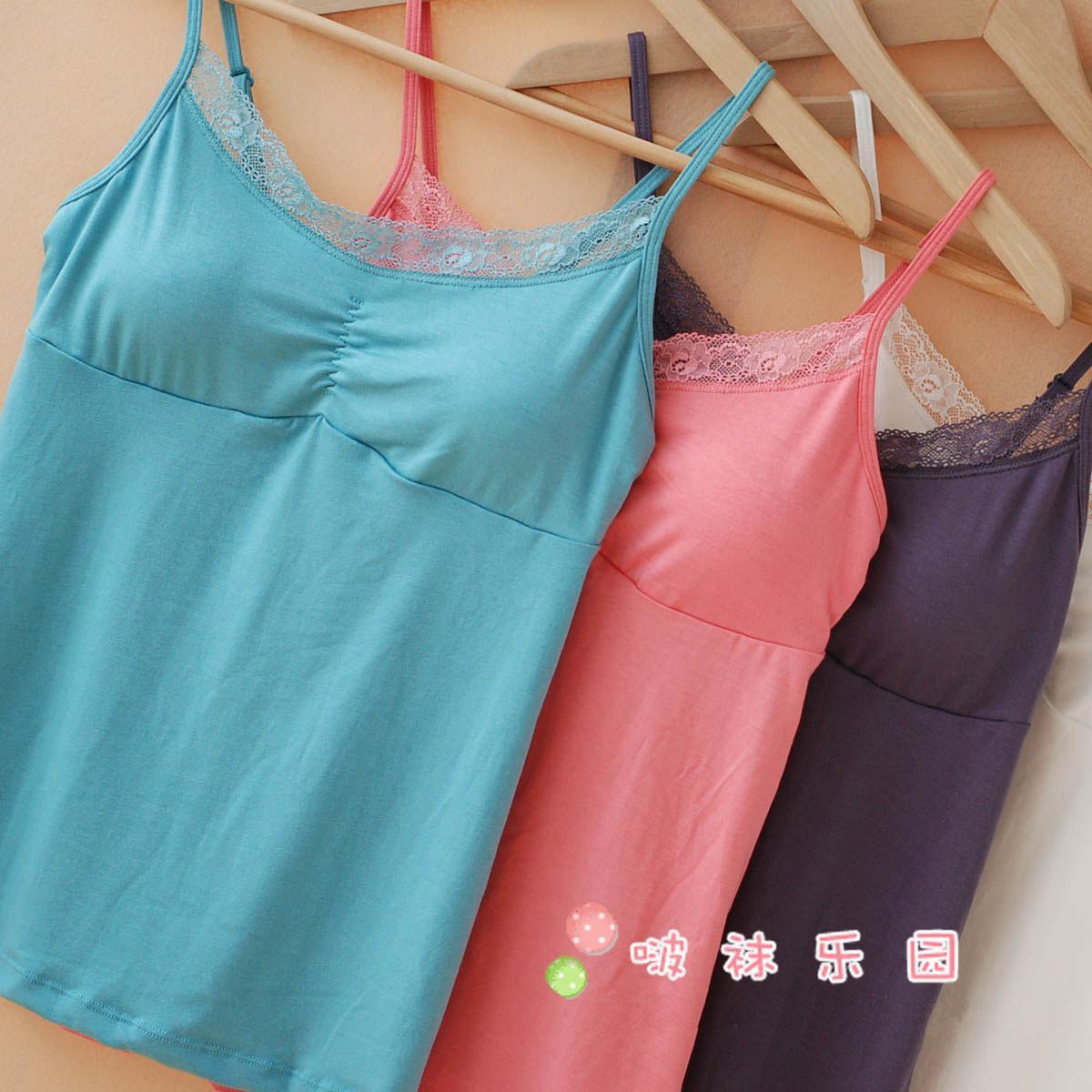 Spring new arrival classic lace modal basic spaghetti strap top vest pad yoginis yf117