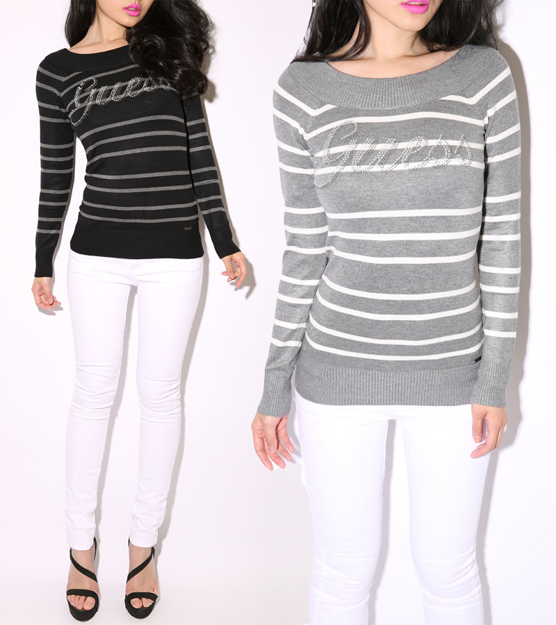 Spring new arrival knitted basic shirt female strapless long-sleeve o-neck sweater female gues