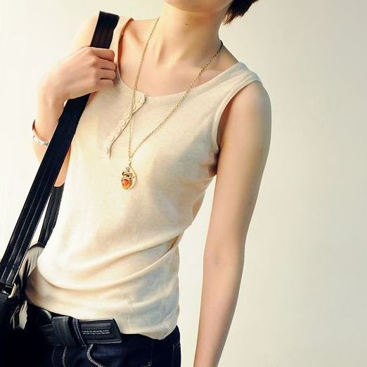 Spring new arrival women's button loose basic knitted cotton small vest spaghetti strap top