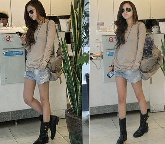 Spring  new leisure loose washing worn-out do old pants edge bull-puncher knickers boots