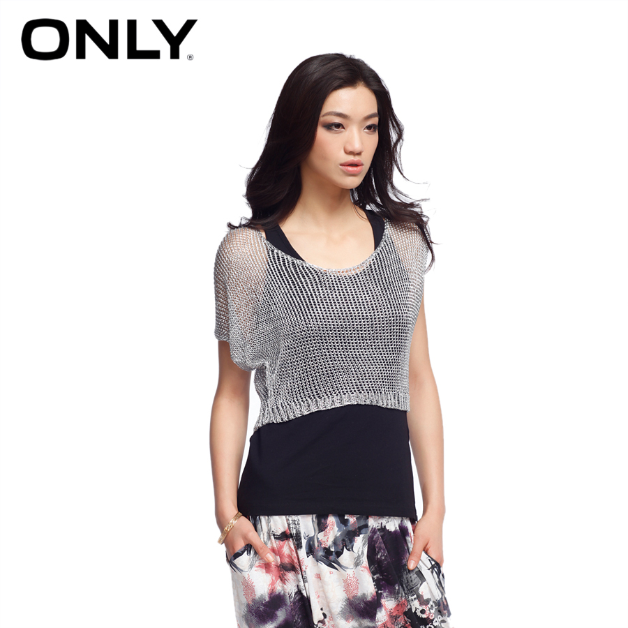 Spring only metal quality twinset mesh e silver sweater 112124058140