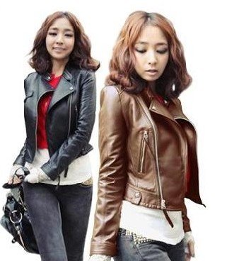 Spring outerwear 2012 women motorcycle jacket short design slim small leather clothing women outerwear WC1508