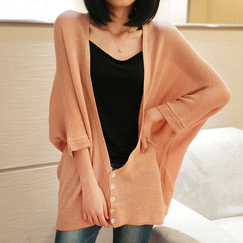 Spring outerwear 2013 new arrival V-neck batwing sleeve medium-long sweater cardigan women's 6