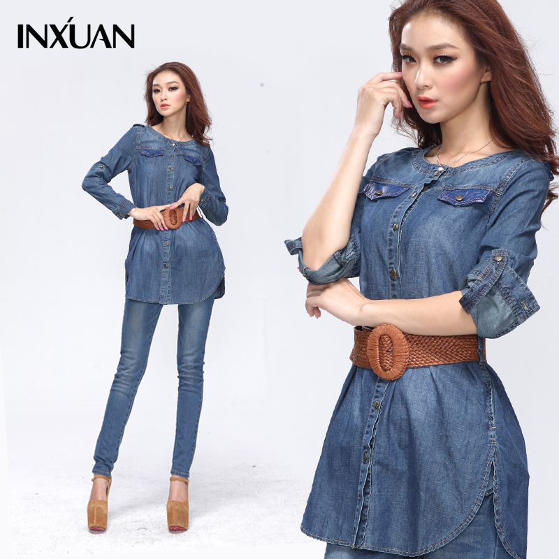 Spring overcoat denim trench medium-long slim outerwear spring and autumn women's