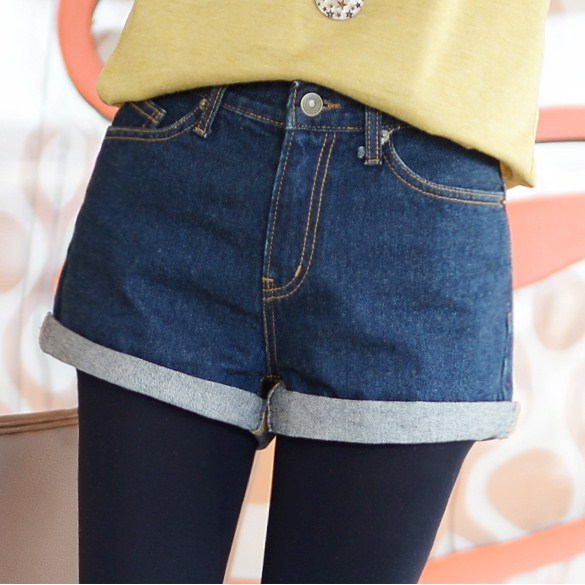 Spring plus size loose roll-up hem high waist denim shorts female wide leg pants trousers hot summer boot cut jeans
