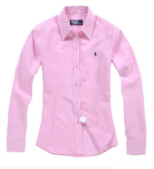 Spring polo women's shirt long-sleeve slim shirt 100% cotton plus size formal tooling all-match shirt pink