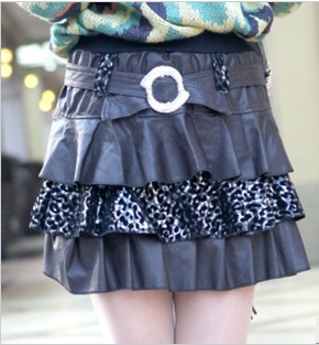 Spring PU skirt bust skirt leather skirt princess dress high waist skirt layered dress short skirt spring dress female