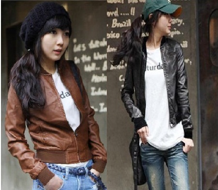 Spring rivet motorcycle jacket short design slim small leather clothing women outerwear