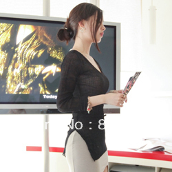 Spring 's V personality side vents turtleneck sweater