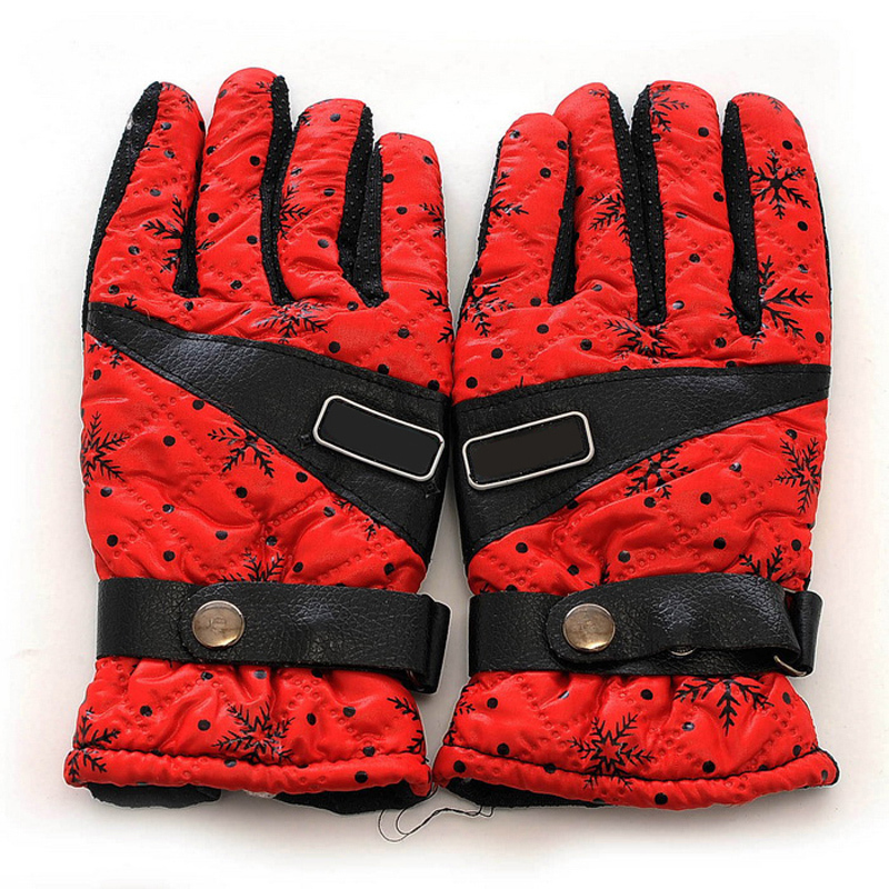 Spring skiing thickening thermal sports PU women's patent leather gloves 3