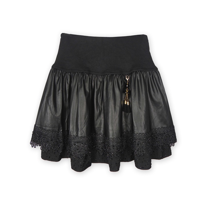 Spring skirt half-skirt short skirt PU skirt bust skirt water washed leather puff skirt pleated skirt 8176