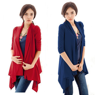 Spring slim all-match three quarter sleeve irregular sexy fashion long design cardigan candy