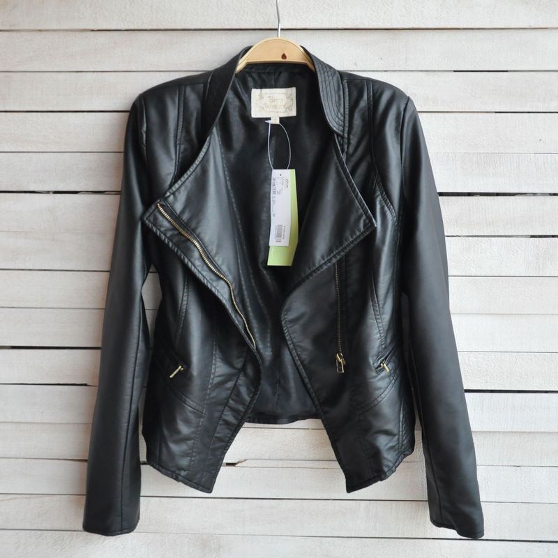 Spring slim leather clothing female short design leather clothing outerwear paragraph in the motorcycle leather clothing stand