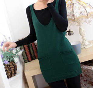 Spring solid color all-match medium-long woven vest 819 chromophous