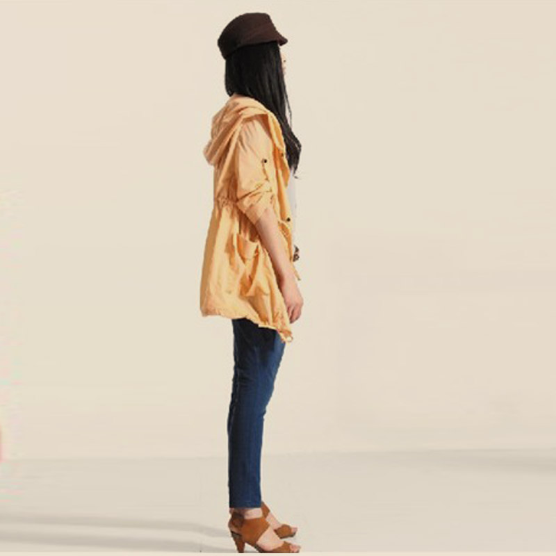 Spring solid color casual long trench outerwear