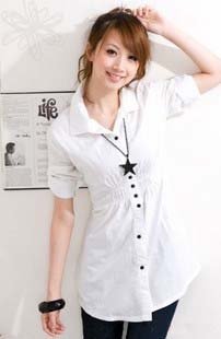 Spring summer new women's fashion blouses OL solid color Occupational shirt cotton material  white/pink/blue  Free shipping