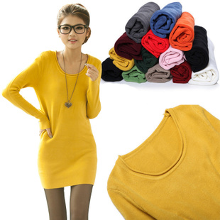 Spring sweater female thermal slim medium-long women's basic pullover knitted sweater