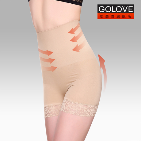 Spring thin seamless high waist abdomen waist drawing butt-lifting postpartum body shaping lace